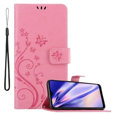 CADORABO Samsung Galaxy A21 v klasična zlata - ovitek v cvetličnem dizajnu z magnetnim zapiranjem, stoječo funkcijo in režami za kartice