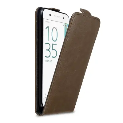 Cadorabo Ohišje, združljivo z Sony Xperia E5 v kava rjava - Zaščitni ovitek v obliki flipa z magnetnim zapiranjem
