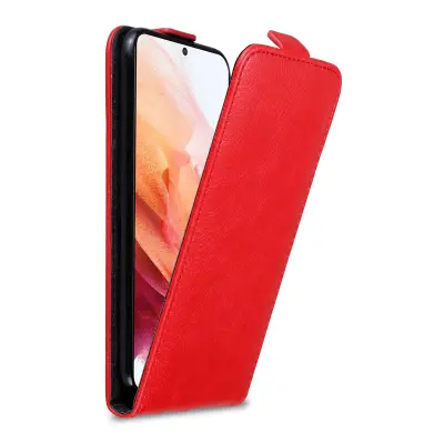 Cadorabo Ohišje, združljivo z Samsung Galaxy S21 5G v rdeče jabolko - Zaščitni ovitek v obliki flipa z magnetnim zapiranjem