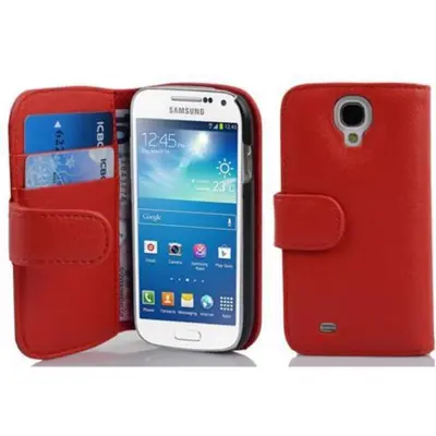 Cadorabo Ohišje, združljivo z Samsung Galaxy S4 MINI v rdeče sladkorno jabolko - Zaščitni ovitek iz teksturiranega umetnega usnja in žep za kartice