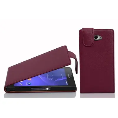 Cadorabo Ohišje, združljivo z Sony Xperia M2 / M2 AQUA v pastelno vijolično - Zaščitni ovitek v obliki flipa iz teksturiranega umetnega usnja