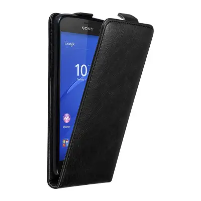 Cadorabo Ohišje, združljivo z Sony Xperia Z3 COMPACT v nočna črna - Zaščitni ovitek v obliki flipa z magnetnim zapiranjem