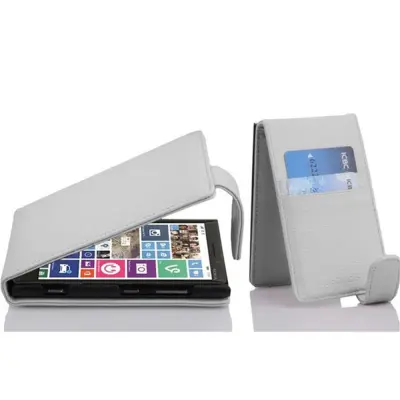 Cadorabo Ohišje, združljivo z Nokia Lumia 929 / 930 v snežno bela - Zaščitni ovitek v obliki flipa iz teksturiranega umetnega usnja