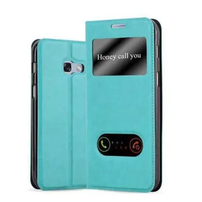 CADORABO Samsung Galaxy A5 2017 v mint turquoise - Zaščitni ovitek z magnetnim zapiranjem, stoječo funkcijo in 2 okencema za gledanje