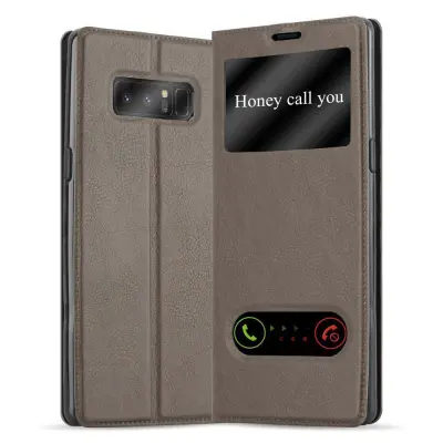 CADORABO Samsung Galaxy NOTE 8 v kamnito rjava - Zaščitni ovitek z magnetnim zapiranjem, stoječo funkcijo in 2 okencema za gledanje