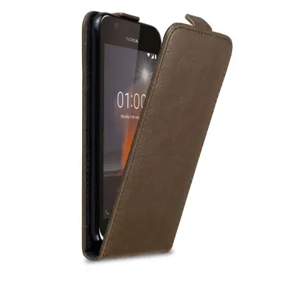 Cadorabo Ohišje, združljivo z Nokia 1 2018 v kava rjava - Zaščitni ovitek v obliki flipa z magnetnim zapiranjem