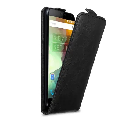 Cadorabo Ohišje, združljivo z OnePlus 2 v nočna črna - Zaščitni ovitek v obliki flipa z magnetnim zapiranjem
