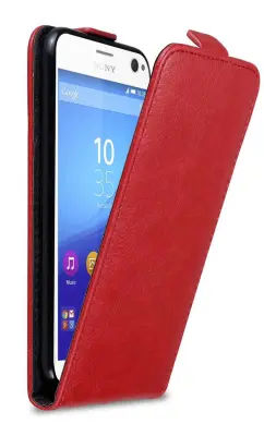 Cadorabo Ohišje, združljivo z Sony Xperia C4 v rdeče jabolko - Zaščitni ovitek v obliki flipa z magnetnim zapiranjem