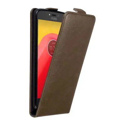 Cadorabo Ohišje, združljivo z Motorola MOTO C v kava rjava - Zaščitni ovitek v obliki flipa z magnetnim zapiranjem