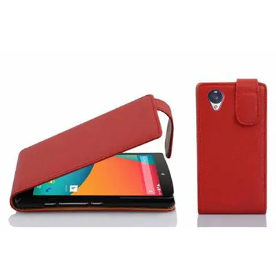 Cadorabo Ohišje, združljivo z LG Google NEXUS 5 v rdeče sladkorno jabolko - Zaščitni ovitek v obliki flipa iz teksturiranega umetnega usnja