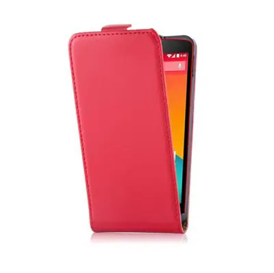 Cadorabo Ohišje, združljivo z LG Google NEXUS 5 v čili rdeča - Zaščitni ovitek v obliki flipa iz gladkega umetnega usnja