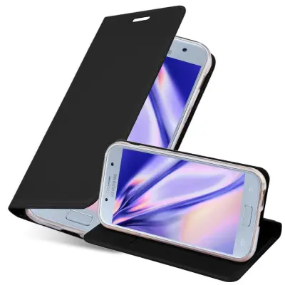 Cadorabo Ohišje, združljivo z Samsung Galaxy A3 2017 v klasična črna - Zaščitni ovitek z magnetnim zapiranjem, stoječo funkcijo in režo za kartice
