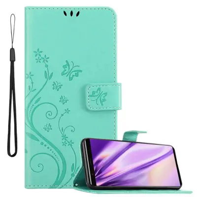 CADORABO Sony Xperia 5 v klasično srebrno - ovitek v cvetličnem dizajnu z magnetnim zapiranjem, stoječo funkcijo in režami za kartice