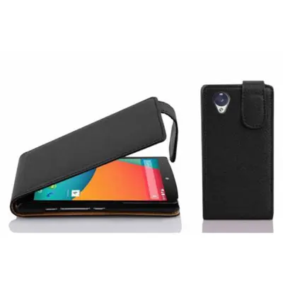 Cadorabo Ohišje, združljivo z LG Google NEXUS 5 v oksidna črna - Zaščitni ovitek v obliki flipa iz teksturiranega umetnega usnja