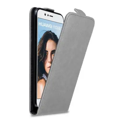 Cadorabo Ohišje, združljivo z Huawei NOVA 2 v titanovo siva - Zaščitni ovitek v obliki flipa z magnetnim zapiranjem