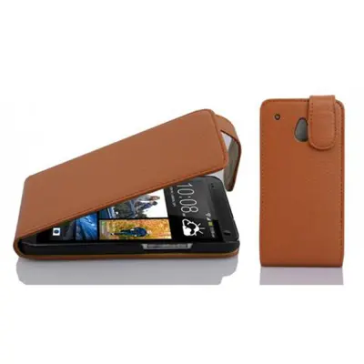 Cadorabo Ohišje, združljivo z HTC ONE M4 MINI v sedlo rjave barve - Zaščitni ovitek v obliki flipa iz teksturiranega umetnega usnja