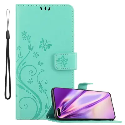 CADORABO Huawei P40 PRO/P40 PRO+ v klasično srebrno - ovitek v cvetličnem dizajnu z magnetnim zapiranjem, stoječo funkcijo in režami za kartice