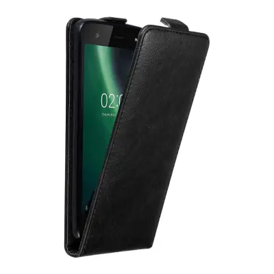 Cadorabo Ohišje, združljivo z Nokia 2 2017 v nočna črna - Zaščitni ovitek v obliki flipa z magnetnim zapiranjem
