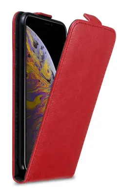 Cadorabo Ohišje, združljivo z Apple iPhone XS MAX v rdeče jabolko - Zaščitni ovitek v obliki flipa z magnetnim zapiranjem