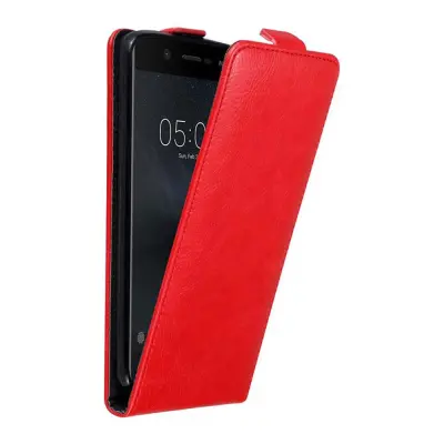 Cadorabo Ohišje, združljivo z Nokia 5 2017 v rdeče jabolko - Zaščitni ovitek v obliki flipa z magnetnim zapiranjem