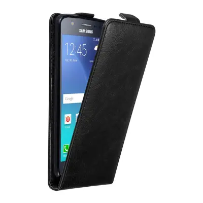Cadorabo Ohišje, združljivo z Samsung Galaxy J5 2015 v nočna črna - Zaščitni ovitek v obliki flipa z magnetnim zapiranjem