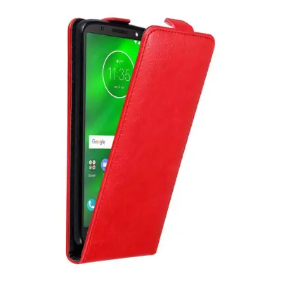 Cadorabo Ohišje, združljivo z Motorola MOTO G6 v rdeče jabolko - Zaščitni ovitek v obliki flipa z magnetnim zapiranjem