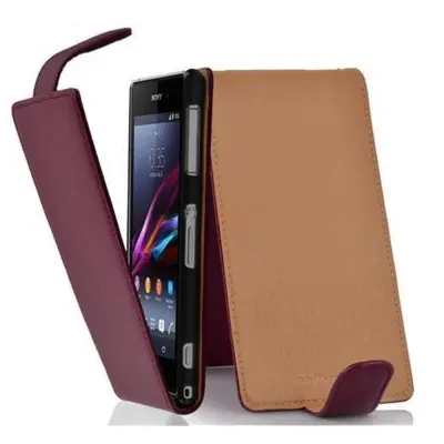 Cadorabo Ohišje, združljivo z Sony Xperia Z1 COMPACT v pastelno vijolično - Zaščitni ovitek v obliki flipa iz teksturiranega umetnega usnja