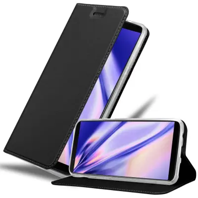 Cadorabo Ohišje, združljivo z OnePlus 5T v klasična črna - Zaščitni ovitek z magnetnim zapiranjem, stoječo funkcijo in režo za kartice