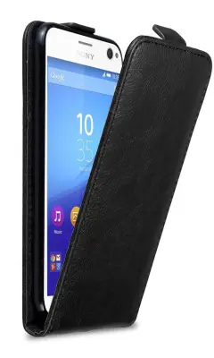 Cadorabo Ohišje, združljivo z Sony Xperia C4 v nočna črna - Zaščitni ovitek v obliki flipa z magnetnim zapiranjem