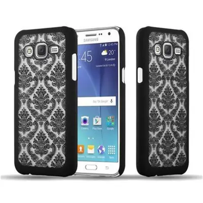 CADORABO CARE, združljiv s Samsungom v črni barvi - trdi zaščitni pokrov v Flower Paisley Henna Design proti praskam in udarcem