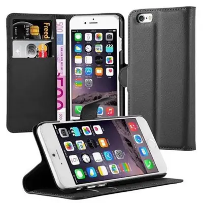 Cadorabo Ohišje, združljivo z Apple iPhone 6 / 6S v oksidna črna - Zaščitni ovitek z magnetnim zapiranjem, stoječo funkcijo in režo za kartice