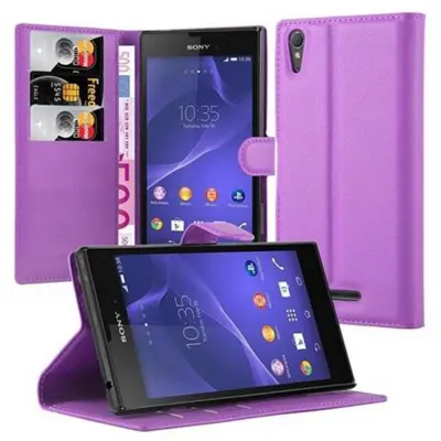 Cadorabo Ohišje, združljivo z Sony Xperia T3 v pastelno vijolična - Zaščitni ovitek z magnetnim zapiranjem, stoječo funkcijo in režo za kartice