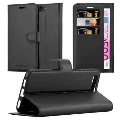 Cadorabo Ohišje, združljivo z OnePlus 5 v oksidna črna - Zaščitni ovitek z magnetnim zapiranjem, stoječo funkcijo in režo za kartice