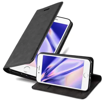 CADORABO Apple iPhone 7/7S/8/SE 2020 v nočna črna - Zaščitni ovitek z magnetnim zapiranjem, stoječo funkcijo in režo za kartice