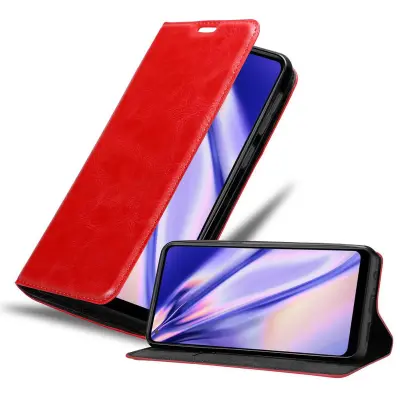 Cadorabo Ohišje, združljivo z Samsung Galaxy A21 v rdeče jabolko - Zaščitni ovitek z magnetnim zapiranjem, stoječo funkcijo in režo za kartice