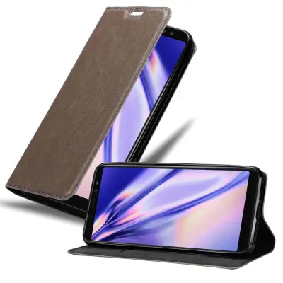 Cadorabo Ohišje, združljivo z Samsung Galaxy A8 2018 v kavovinsko rdeča - Zaščitni ovitek z magnetnim zapiranjem, stoječo funkcijo in režo za kartice