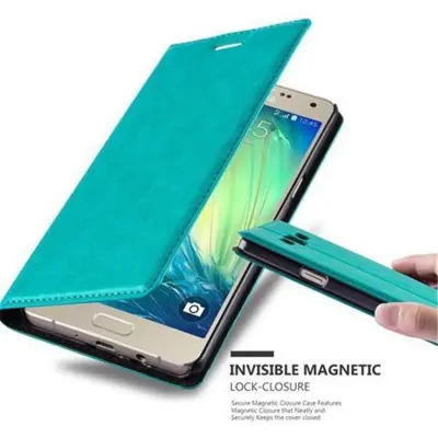 CADORABO Samsung Galaxy A5 2015 v bencinsko turkizna - Zaščitni ovitek z magnetnim zapiranjem, stoječo funkcijo in režo za kartice