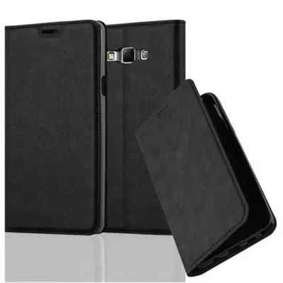 Cadorabo Ohišje, združljivo z Samsung Galaxy A7 2015 v nočna črna - Zaščitni ovitek z magnetnim zapiranjem, stoječo funkcijo in režo za kartice