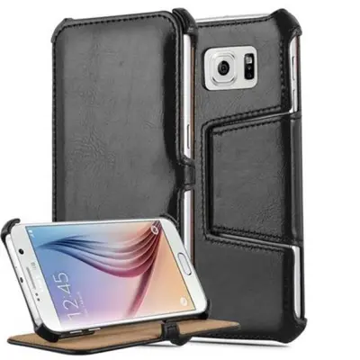 Cadorabo Ohišje, združljivo z Samsung Galaxy S6 v klavirsko črna - Zaščitni ovitek BREZ magnetnega zapiranja s funkcijo stojala in vogalnim držalom