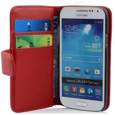Cadorabo Ohišje, združljivo z Samsung Galaxy S4 MINI v rdeče sladkorno jabolko - Zaščitni ovitek iz gladkega umetnega usnja in žep za kartice
