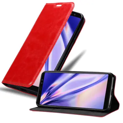 Cadorabo Ohišje, združljivo z Samsung Galaxy A6 2018 v rdeče jabolko - Zaščitni ovitek z magnetnim zapiranjem, stoječo funkcijo in režo za kartice