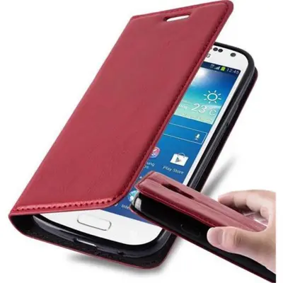Cadorabo Ohišje, združljivo z Samsung Galaxy S4 MINI v rdeče jabolko - Zaščitni ovitek z magnetnim zapiranjem, stoječo funkcijo in režo za kartice