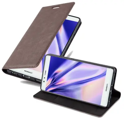 Cadorabo Ohišje, združljivo z Huawei P9 v kavovinsko rdeča - Zaščitni ovitek z magnetnim zapiranjem, stoječo funkcijo in režo za kartice