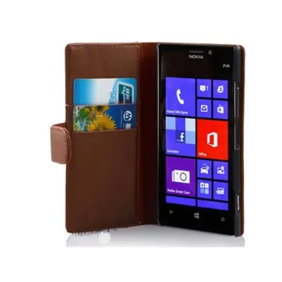 Cadorabo Ohišje, združljivo z Nokia Lumia 925 v sedlo rjave barve - Zaščitni ovitek iz gladkega umetnega usnja in žep za kartice