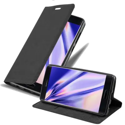 Cadorabo Ohišje, združljivo z Huawei MATE 9 PRO v nočna črna - Zaščitni ovitek z magnetnim zapiranjem, stoječo funkcijo in režo za kartice