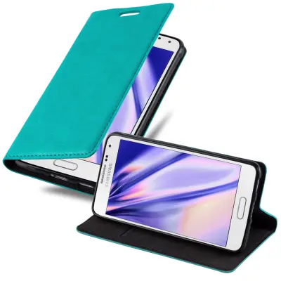 Cadorabo Ohišje, združljivo z Samsung Galaxy ALPHA v bencinsko turkizna - Zaščitni ovitek z magnetnim zapiranjem, stoječo funkcijo in režo za kartice