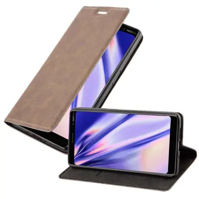 Cadorabo Ohišje, združljivo z Nokia 7 PLUS v kavovinsko rdeča - Zaščitni ovitek z magnetnim zapiranjem, stoječo funkcijo in režo za kartice