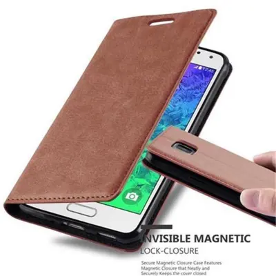 Cadorabo Ohišje, združljivo z Samsung Galaxy ALPHA v kapučino rjava - Zaščitni ovitek z magnetnim zapiranjem, stoječo funkcijo in režo za kartice