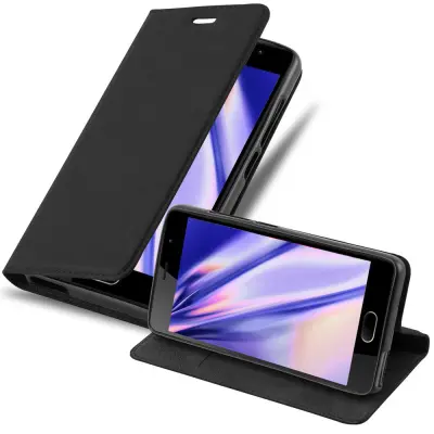 Cadorabo Ohišje, združljivo z WIKO U FEEL LITE v nočna črna - Zaščitni ovitek z magnetnim zapiranjem, stoječo funkcijo in režo za kartice