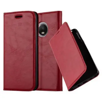 Cadorabo Ohišje, združljivo z Motorola MOTO G5 PLUS v rdeče jabolko - Zaščitni ovitek z magnetnim zapiranjem, stoječo funkcijo in režo za kartice